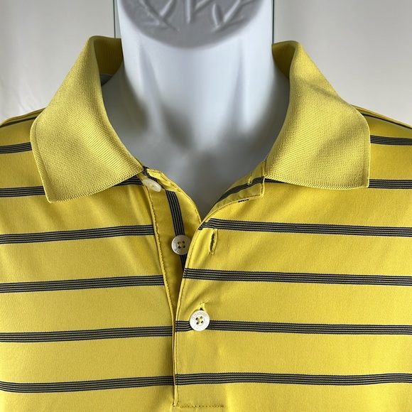 Adidas ClimaCool Wicking Golf Polo Short Sleeve Shirt Men’s Large Yellow Navy - Picture 3 of 13